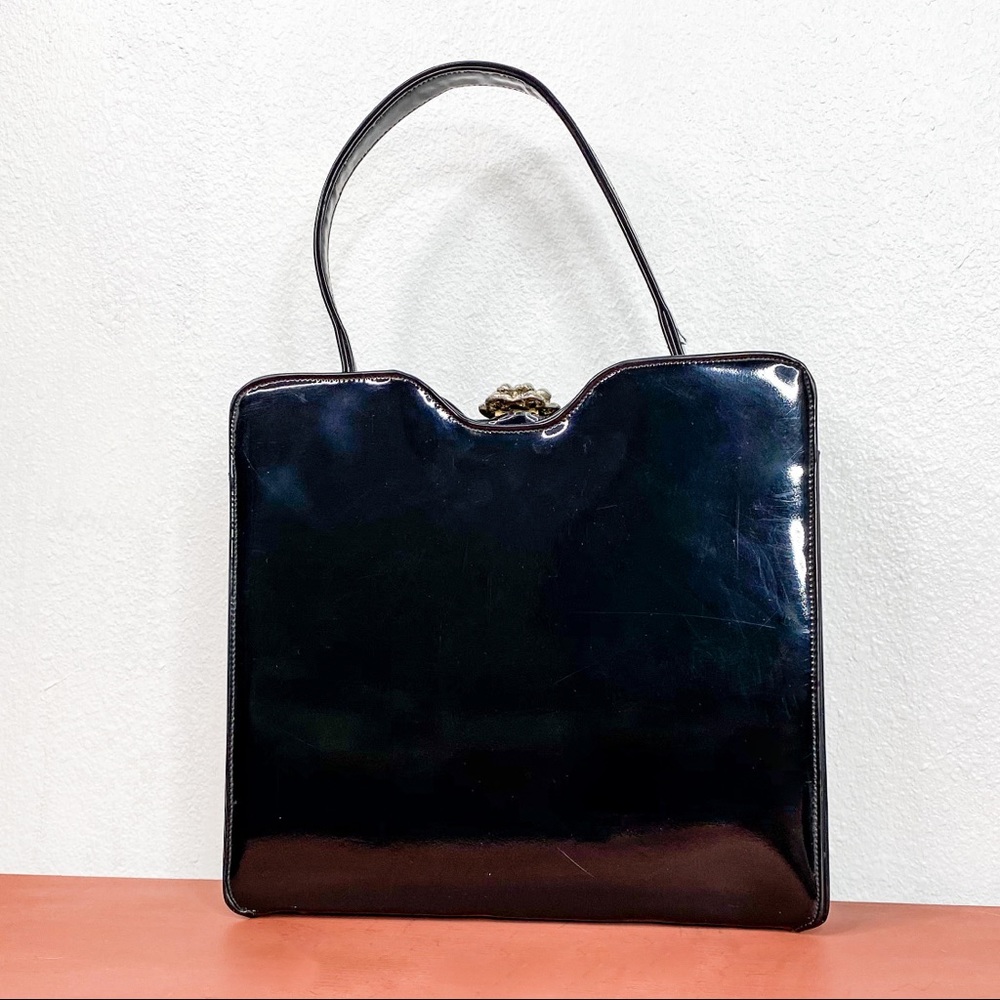 Black Patent Mod Handbag